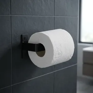 Modern Matte <b>Black</b> Metal Wall Mounted Toilet <b>Paper</b> Holder Minimalist Bathroom <b>Tissue</b> Roll Dispenser Contemporary Bathroom Access - Product Image 3