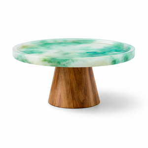 Support à gâteau de luxe en résine avec base en bois, plateau de service moderne pour mariages, fêtes, décoration intérieure, présentoir à gâteau rond unique - Product Image 6