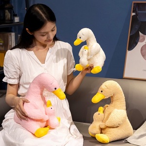 Nuevo gran Kawaii ganso blanco y madre-hijo abrazo pato juguete de peluche de mano PP algodón relleno con forro de malla para niños niñas - Product Image 6