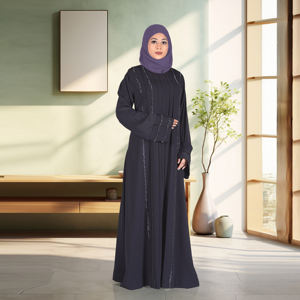 Abaya Nida Modeste à Panneaux Plissés, Robe Islamique à Manches Longues Style Dubaï, Jalabiya pour Femmes Musulmanes, Longueur Ras du Sol, Grande Taille, pour l'Aïd et le Ramadan - Product Image 2