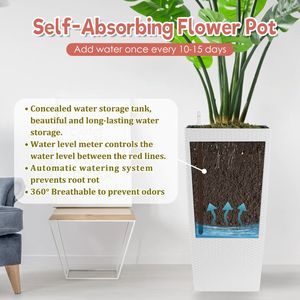 Vaso per Piante da Interno/Esterno Autoirrigante Grande da 30 Pollici con Fori di Drenaggio e Vassoi Interni - Product Image 2