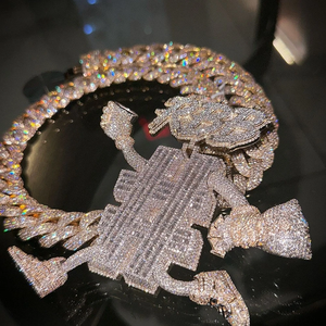 Colgante de Moissanita Personalizado con Letra, de Plata de Ley 925, VVS, con Diseño de Dibujos Animados 3D, Estilo Hip Hop, Iced Out, Joyería para Raperos - Product Image 1