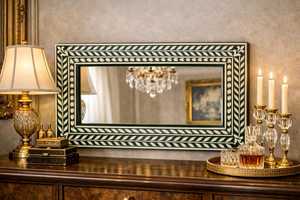 Stylish Modern High Quality Handmade <b>Wall</b> <b>Mirror</b> Bone Inlay Detailing for Bedroom or Bathroom Decor glass <b>wall</b> <b>mirror</b> - Product Image 4