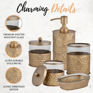 Juego de Baño de Lujo en Dorado con Acabado de Diseño, Ideal para el Hogar, Baños de Invitados, Mostradores de Vanidad y Esenciales para Baños de Hoteles Boutique - Product Image 3