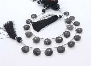 ลูกปัดหินซันสโตนสีดำธรรมชาติทรงหัวใจขนาด 7x14-8x16 มม. ลูกปัดพลอยซันสโตนสีดำขนาด 6 นิ้ว ลูกปัดซันสโตนเจียระไนสำหรับทำเครื่องประดับ - Product Image 2