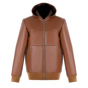 Blousons en cuir pour hommes, style streetwear décontracté, conçus pour les journées fraîches, avec une finition en cuir lisse et une coupe confortable. - Product Image 2