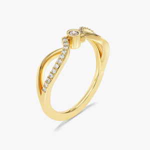 Bague de Fiançailles et de Promesse en Or Blanc 14K Plaqué Rhodium avec Diamant de Laboratoire Sertie en Bezel, Certifiée IGI, Modèle Infinity Twist à Bande Partagée - Product Image 4