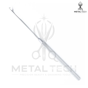 Outil professionnel en acier inoxydable couleur argent pour extensions capillaires, crochet à loquet avec poignée texturée, aiguille de tirage pour micro-anneaux - Product Image 2