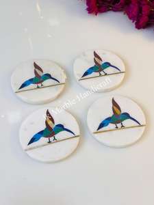 ชุดจานรองแก้วหินอ่อนตกแต่งบ้านหรูหรา ลายนกเสียงหวาน พร้อมลายทองเหลือง ราคาขายส่งที่ดีที่สุด - Product Image 5