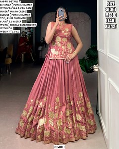 Elegante Lehenga Choli Tradicional Bhandhani con Brillo, Protección Solar para Mujer, Ideal para Fiestas de Diwali - Product Image 4