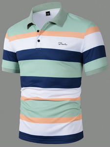 <b>Men's</b> Simple Casual <b>Striped</b> Print Front Button <b>T</b> <b>Shirt</b> - Product Image 4
