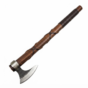 Custom Handmade Damascus Steel Blade <b>Wood</b> Handle <b>Axe</b> With Leather Sheath Outdoor <b>Axe</b> - Product Image 1