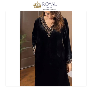 ชุดกำมะหยี่สไตล์ปากีสถานแบบดั้งเดิมที่ดีที่สุด พร้อมงานปักดิ้นเลื่อม เหมาะสำหรับงานแต่งงาน - Product Image 3