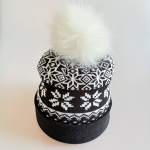 Unisex Luxury 100% <b>Wool</b> Knit Pom Hat Autumn Winter <b>Beanie</b> with Designer Logo Classic Bonnet for Ski Travel Keep Warm - Product Image 2
