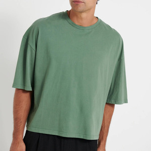 เสื้อยืดผู้ชายคุณภาพสูง ผ้าฝ้าย 100% ทรงหลวมไหล่ตก พิมพ์โลโก้ตามสั่ง - Product Image 2