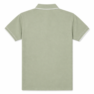 Plain Blank Polo Shirt Sage Green with <b>White</b> Piping Custom Logo Embroidery Wholesale Factory Supplier - Product Image 2