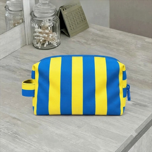 Striped Large Reusable Canvas Cosmetic <b>Bag</b> Zipper Makeup Pouch for <b>Organizer</b> Portable <b>Travel</b> Case for Women - Product Image 1