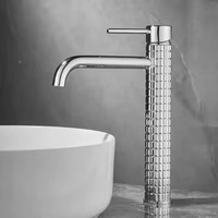 Robinet mitigeur monocommande chaud/froid de haute qualité pour lavabo sur table, finition gris anthracite brossé, pour lavabo à poser dans la salle de bain
