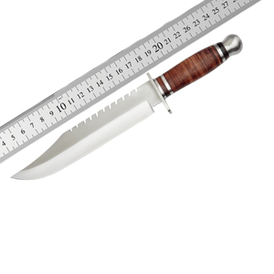 Couteau de chasse Bowie droit en acier Damas de qualité industrielle, fait main, avec manche en bois et pommeau métallique, personnalisable ODM, pour le camping - Product Image 3