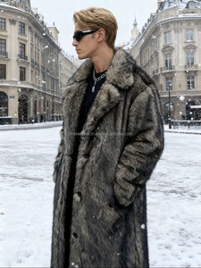 High Quality Men's Real Natural <b>Fur</b> Long Overcoat with Hooded Collar Waterproof Reversible Pockets - Product Image 2