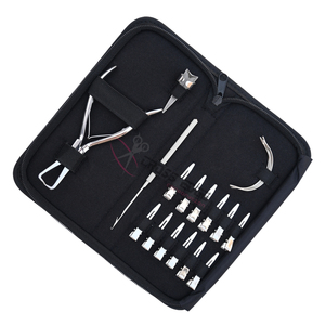Kit de herramientas para extensiones de cabello de salón con pinzas de microenlace, gancho para extraer cabello, agujas de coser, clips de seccionamiento y separador de cabello. - Product Image 1