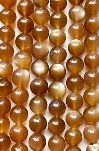 ลูกปัดมูนสโตนสีน้ำตาลธรรมชาติทรงกลม สวยงาม ระยิบระยับ คุณภาพสูง - Product Image 5