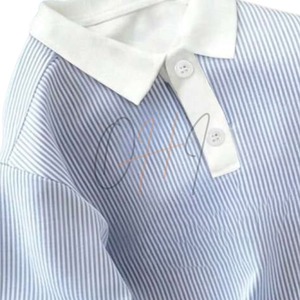 Men's Solid Short Sleeve Oxford for Shirt Loose Fit Casual Knitted 100% Cotton Breathable Quick Dry Eco-Friendly Blue White - Product Image 3