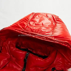 Blouson matelassé rouge à capuche pour homme – Manteau d'hiver imperméable et coupe-vent décontracté avec fermeture éclair – Vêtement d'extérieur épais et chaud - Product Image 3