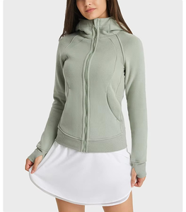 Sweat-shirt à capuche personnalisé pour l'hiver, vêtements de sport à manches longues, vêtements épais et chauds, veste de sport à fermeture éclair pour femmes, veste de yoga à fermeture éclair - Product Image 2