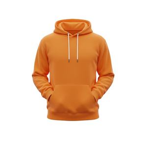 <b>Men</b> Zip-Up Hooded <b>Sweatshirt</b> 100% Cotton Solid <b>Orange</b> Knitted Regular Fit Casual Streetwear Pocket Eco-Friendly Winter Wear - Product Image 1