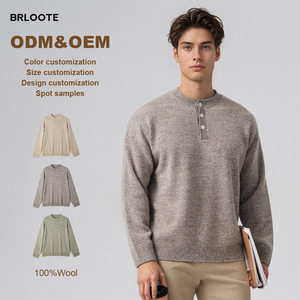 Men's Classic <b>Henley</b> Knit Sweater <b>Long</b> <b>Sleeve</b> Button Neck Pullover Soft Warm Casual Winter Apparel Custom Wholesale Supplier - Product Image 4