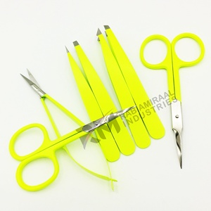 Ensemble de pinces à épiler en acier inoxydable RMI pour l'épilation des sourcils avec ciseaux à cuticules/à ressort couleur jaune - Product Image 6