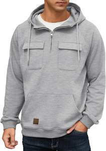 Sudadera con Capucha y Media Cremallera para Hombre, de Algodón de Primera Calidad, Interior Suave de Felpa, Secado Rápido, Ecológica, con Bolsillo, Estilo Urbano Moderno - Product Image 5