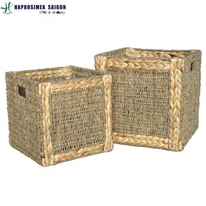 Woven Seagrass <b>Basket</b> <b>with</b> Braided <b>Handle</b> for Home Storage & Organization Furniture Concept - Product Image 6