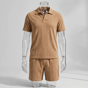 Wholesale Summer Men's Casual Shorts <b>Set</b> Plain Color Solid 100% Cotton Jersey Quick Dry Knitted Pocket Customized Logo <b>Twin</b> <b>Set</b> - Product Image 2