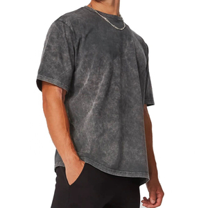 Customized Summer Men's Heavy Weight <b>Acid</b> Washed T Shirt Men's <b>Drop</b> Shoulder T Shirt - Product Image 4