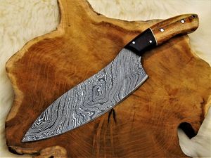Cuchillo de chef Black Smith 1987 de acero de Damasco de 12 pulgadas con mango de resina y madera - Product Image 3