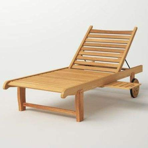 Chaise longue en teck à lattes, design moderne, avec table d'appoint rétractable, durable pour l'extérieur, en promotion. - Product Image 3
