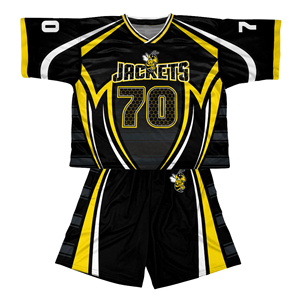 Conjunto de Jersey de Lacrosse Honey Badgers Sublimado de Secado Rápido Uniforme para Niñas Manga Corta Cuello en V 100% Poliéster Color Negro y Naranja - Product Image 4