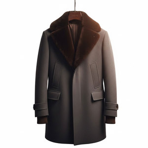 Winter Collection Men's Woolen Overcoat Long Sleeve Breathable High Quality Customizable <b>Fur</b> <b>Trim</b> Best Price for Retailers - Product Image 1
