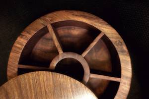 Handmade Wooden Spice <b>Box</b>, Indian Masala Dabba With Spoon, Handcrafted Acacia Wood Spice <b>Box</b>: 7-Compartment Indian Masala Dabba - Product Image 3