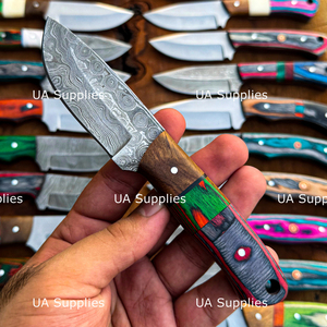 Couteaux à lame fixe de chasse à pointe tombante en acier Damas avec manche en bois, vente en gros, stock en vrac, directement du fabricant, pour l'extérieur - Nouveauté du marché - Product Image 5