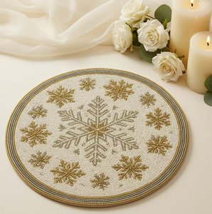 Handmade <b>Beaded</b> <b>Placemat</b> Round Table Mat Embroidered Floral Decorative Mats for Home Hotel Wedding Party - Product Image 3