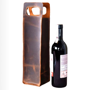 Porte-bouteille de vin en cuir gaufré Salva, porte-bouteille unique avec poignée, étui de voyage portable - Product Image 6