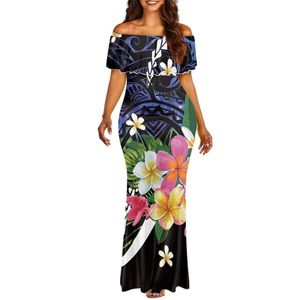 Off Shoulder Floral Print Maxi Dress With Ruffles Mermaid Silhouette Boho Style Summer Party Dress Breathable Woven Fabric - Product Image 4