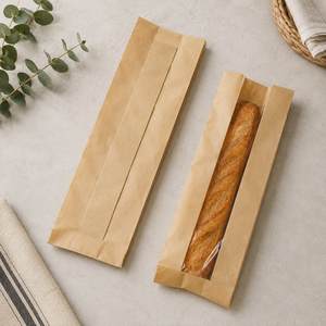 Premium Quality Biodegradable Eco-Friendly Luxury Sharp Bottom Kraft Paper Bread <b>Bag</b> with Window and Custom Logo Offset Printing - Product Image 5