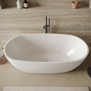 Salvere <b>Acrylic</b> Freestanding Style Glossy <b>White</b> <b>Acrylic</b> Depth Soaking Bathtub Model FW-7761-71 Easy Handling and Maintenance - Product Image 2
