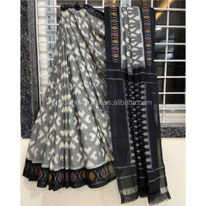 Linen Digital Print <b>Saree</b> Yellow and <b>Red</b> Party Wear - Product Image 3