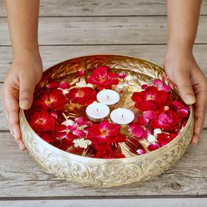 Rustic Decorative Metal Candle Bowl With <b>Hammered</b> Finish For Dining Table Centerpiece And Candle <b>Holder</b> - Product Image 3