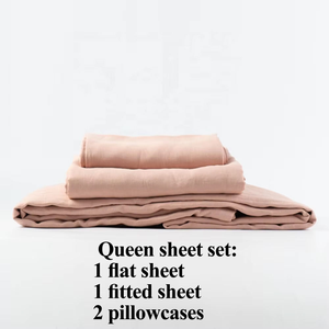 Wholesale 100% Linen Duvet Cover Bedding Cover Set 5 pcs 1 Duvet Cover 1 <b>Flat</b> 1 <b>Fitted</b> <b>Sheet</b> 2 pillow cases Sets - Product Image 1